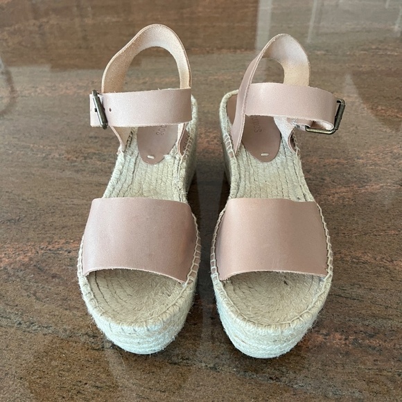 SOLUDOS MINORCA PLATFORM ESPADRILLE SANDAL 9 BLUSH NUDE WEDGE ADJ BUCKLE SUMMER - Picture 4 of 13